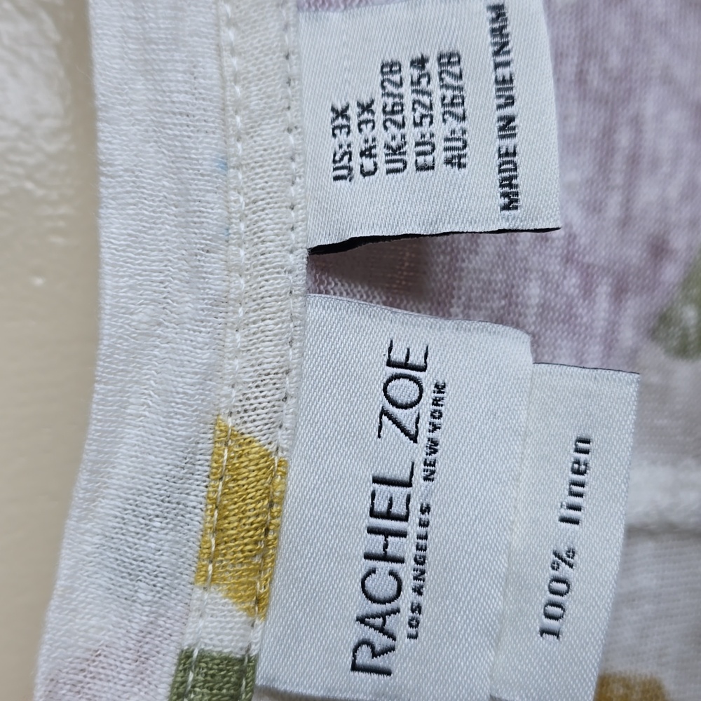 Rachel Zoe 100% Linen Tropical Blouse Size 3X - Picture 6 of 7